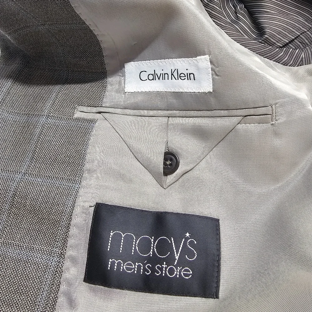 Calvin Klein 42R Men's Gray Window Plaid‎ Blazer Sport Coat Suit Jacket India